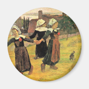 Breton Girls Dancing Pont-Aven By Paul Gauguin Magnet
