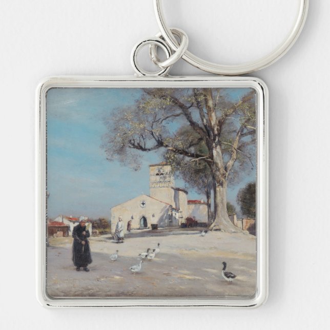 Breton Landscape Village Architecture Key Ring (Front)