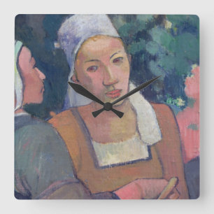 Breton Peasants, 1894 (oil on canvas) Square Wall Clock