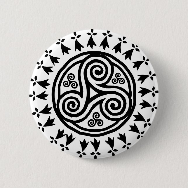 Breton triskel & hermines 6 cm round badge (Front)