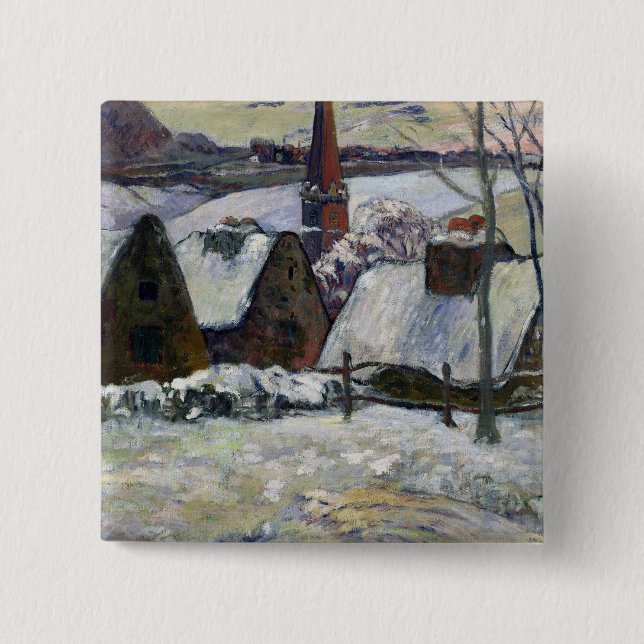 Breton village under snow, 1894 15 cm square badge (Front)