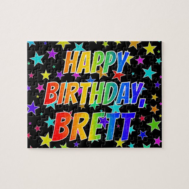 "BRETT" First Name, Fun "HAPPY BIRTHDAY" Jigsaw Puzzle (Horizontal)
