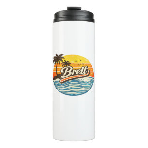 Brett Retro Sunset Name Design Thermal Tumbler
