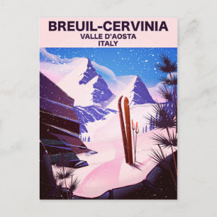 Breuil-Cervinia,Valle d’Aosta, italy,ski poster Postcard