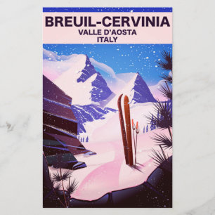 Breuil-Cervinia,Valle d’Aosta, italy,ski poster Stationery