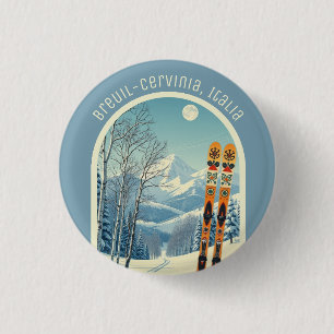 Breuil Cervinia Valtournenche italy ski Magnet 3 Cm Round Badge
