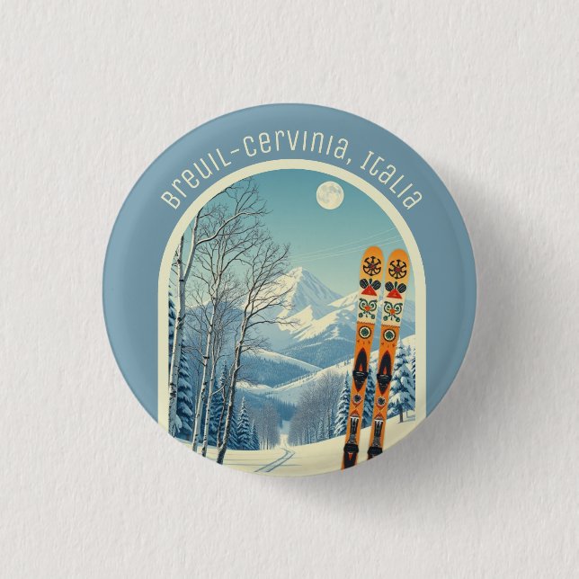Breuil Cervinia Valtournenche italy ski Magnet 3 Cm Round Badge (Front)