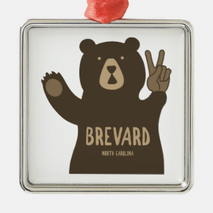 Brevard North Carolina Peace Bear Metal Ornament