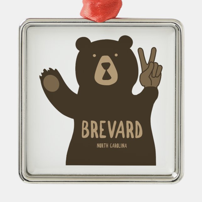 Brevard North Carolina Peace Bear Metal Ornament (Front)