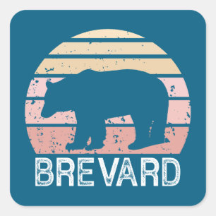 Brevard North Carolina Retro Bear Square Sticker
