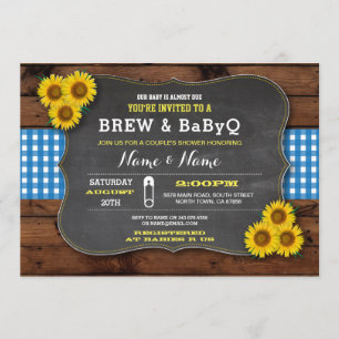 Brew and BABYQ Baby Shower Blue Sunflower Invitation