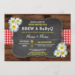 Brew and BABYQ Baby Shower Red Check Invitation