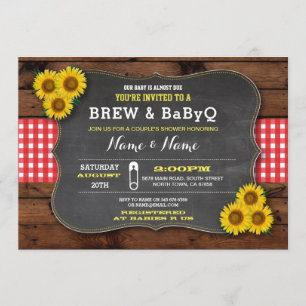 Brew and BABYQ Baby Shower Red Sunflower Invitation