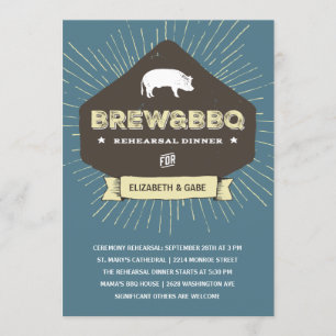 Brew & BBQ Rustic Rehearsal Dinner Invitation