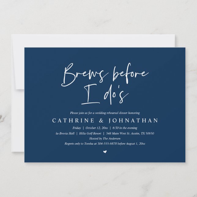 Brew before I do's, Wedding Rehearsal Dinner Invitation (Front)