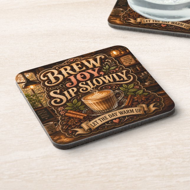 Brew Joy, Sip Slowly Coaster (Left Side)