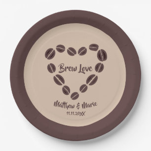 Brew Love Coffee Bean Heart Paper Plate