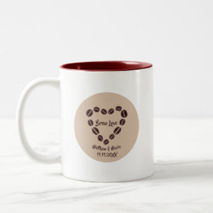 Brew Love Coffee Bean Heart Two-Tone Coffee Mug