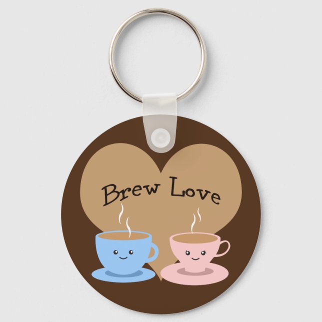 Brew Love! Coffee Mugs Key Ring (Front)