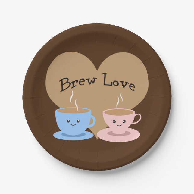 Brew Love! Coffee Mugs Paper Plate (Front)