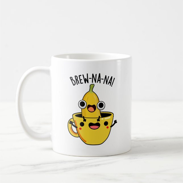 Brew-nana Funny Banana Pun Coffee Mug (Left)