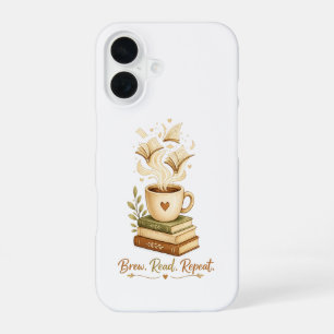 Brew. Read. Repeat. Cosy Coffee & Book Lover iPhone 16 Case