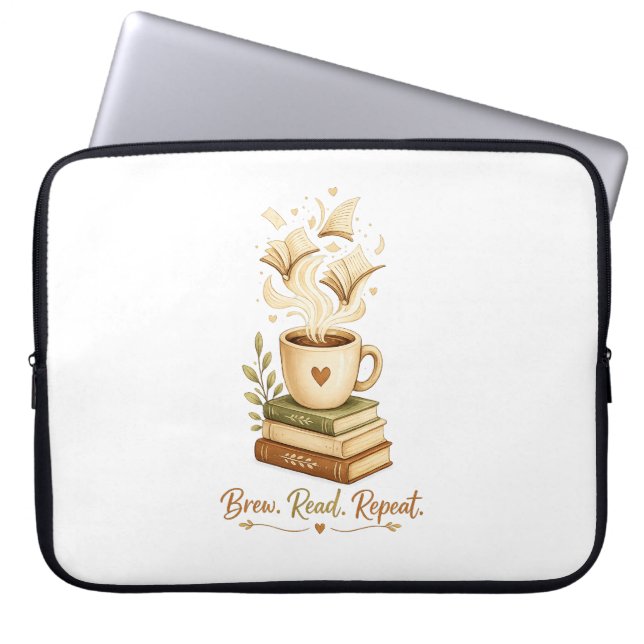 Brew. Read. Repeat. | Cosy Coffee & Book Lover  Laptop Sleeve (Front)