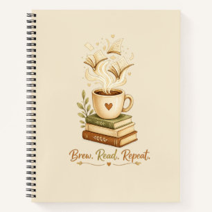 Brew. Read. Repeat.   Cosy Coffee & Book notebook