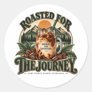 Brew Roam Repeat Vintage Iced Coffee Mountain Classic Round Sticker