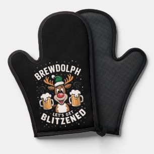 Brewdolph Let's Get Blitzened Christmas Reindeer B Oven Mitt