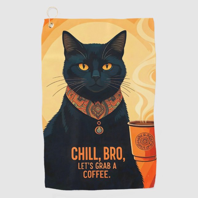 Brewed and Relaxed Golf Towel (Front)