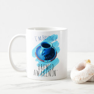 Brewed Awakening Coffee Cup Saucer Beans Design
