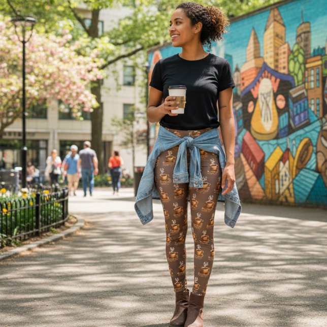 Brewed Bold - Coffee Cup Pattern Leggings (Creator Uploaded)
