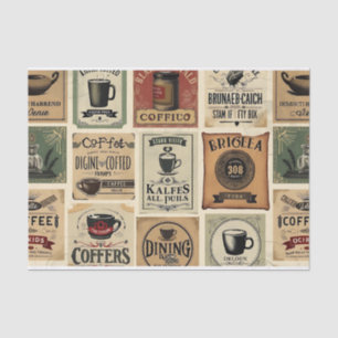 Brewed Nostalgia: Vintage Coffee Art Collage Tissue Paper