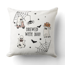 Brewed with Boo Halloween Pillow