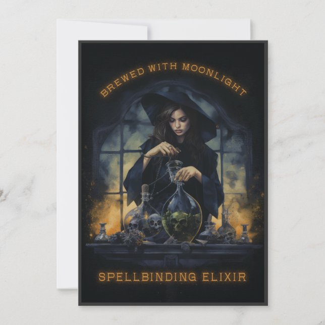 Brewed With Moonlight Witch Invitation (Front)