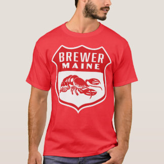 Brewer Maine Retro Shield Red T-Shirt