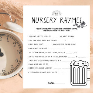 Brewery Baby - B&W - Baby Nursery Rhymes Game