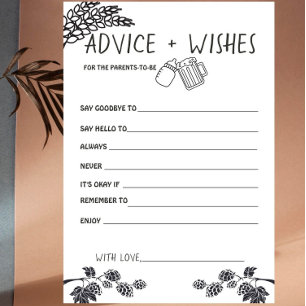 Brewery Baby- B&W - Baby Shower Advice+Wishes Card