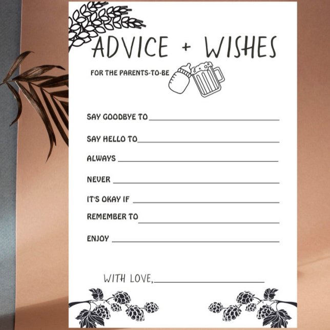 Brewery Baby- B&W - Baby Shower Advice+Wishes Card (Creator Uploaded)