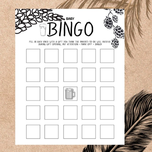 Brewery Baby - B&W - Baby Shower Baby Bingo Game (Creator Uploaded)