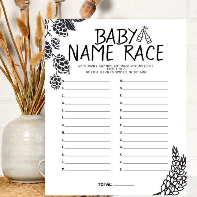 Brewery Baby - B&W - Baby Shower Name Race Game (Creator Uploaded)