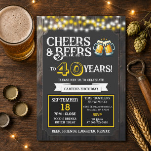 Brewery Birthday Cheers and Beers to 40 Years Invitation