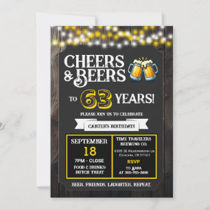 Brewery Birthday Cheers and Beers to 63 Years Invitation