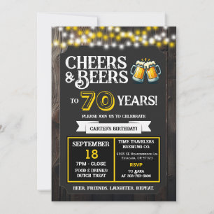 Brewery Birthday Cheers and Beers to 70 Years Invitation