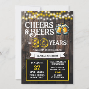 Brewery Birthday Cheers and Beers to 80 Years  Invitation