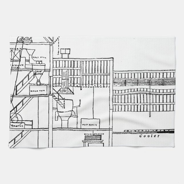 Brewery Blueprint Tea Towel (Horizontal)