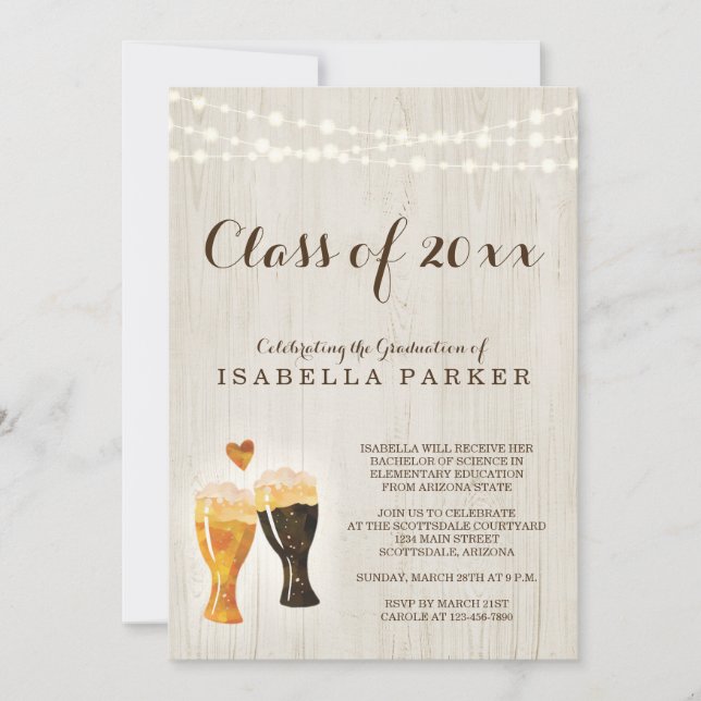Brewery Graduation Party Invitation | Rustic Beer (Front)