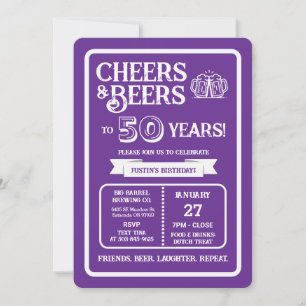 Brewery Pub Birthday Cheers and Beers to 50 Years Invitation