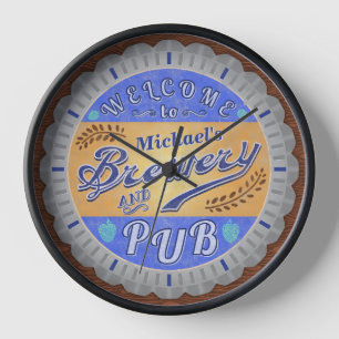 Brewery Pub Personalised Beer Bottle Cap Wall Clock